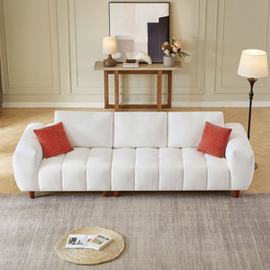 Canapé d'angle moderne en tissu crème pour salon, bureau, villa, parc - Canapé d'angle trois places - Product Image 2