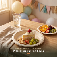 Assiettes jetables en bagasse de canne à sucre, rondes festonnées, robustes, de 6, 7, 8, 9, 10 pouces, pour fêtes, anniversaires, traiteur, en gros
