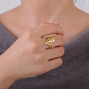 Meine Form Löwe Kronen <span class=keywords><strong>ring</strong></span> für Frauen Männer Edelstahl Punk Tierkopf Verstellbare Fingerringe für Jungen Weihnachts schmuck - Product Image 5