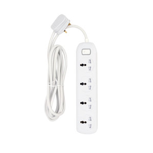Multiprise électrique 4 voies 204MS avec protection contre les surtensions 10A pour usage hospitalier, câble de 3 m - Product Image 2