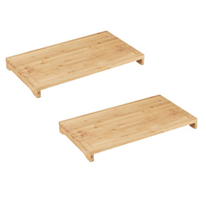 Estante de almacenamiento para tablas de cortar de bambú personalizado, de doble capa, ensanchado, hecho de bambú y madera naturales, estante específico para cocina. - Product Image 1