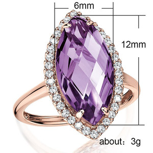 Elegante anello con pietra viola a forma di marquise per donna, design scintillante intarsiato, gioielli alla moda per feste - Product Image 4