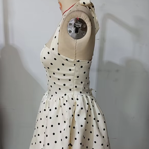 Abbigliamento da donna <span class=keywords><strong>Mini</strong></span> <span class=keywords><strong>abito</strong></span> in raso Duchesse a <span class=keywords><strong>pois</strong></span> plissettato da donna in raso Sexy schiena scoperta <span class=keywords><strong>Mini</strong></span> abiti da festa da discoteca - Product Image 5