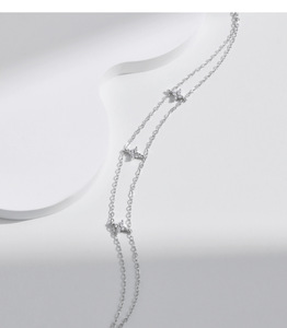 S925 Silver Rhodium Plated Chain <b>Bracelet</b> With Star Crystal Minimalist Everyday Wear Unisex Jewelry - Product Image 4