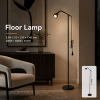 Lámpara de Pie con Base Redonda y Flexible, 3.5W, 3 Temperaturas de Color, para Dormitorio, Sala de Estar, Lectura