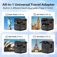 Worldplug Logo personnalisé 70W Adaptateur de voyage universel international multi-prise pour plusieurs appareils Gan Material for Camera Usage