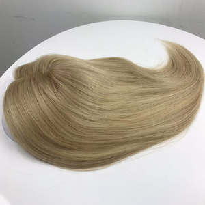 Vente en gros de postiches humaines alignées sur les cuticules attachées à la main 100% postiche Blonde Monofilament Topper pour les Blancs Base Mono chinoise - Product Image 6