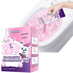 Poudre nettoyante rose haute mousse pour toilettes – Détachant puissant pour taches tenaces et jaunissement – <span class=keywords><strong>Nettoyant</strong></span> automatique pour cuvettes de toilettes - Product Image 1