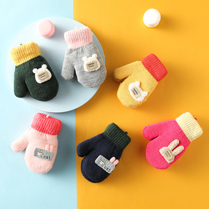 Luvas infantis para outono e inverno: velo de camada dupla e luvas de bebê engroçadas, quentes e fofas dos desenhos animados com juntas de dedos - Product Image 3