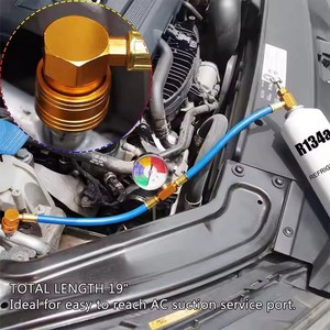 R134A 차량 에어컨 냉매 충전 호스 키트, 압력 게이지 포함, 1/2 Acme AC 충전 측정 U-호스 캔탭 - Product Image 3