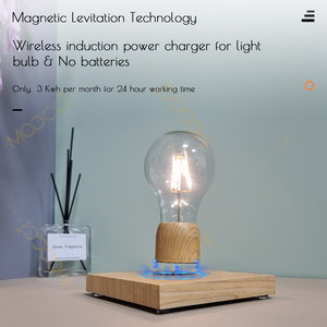 Modern Table Desk Night Wooden Lamp Magnetic Levitation Floating <b>Wireless</b> LED <b>Light</b> Bulb for Home Room Office Decor Unique Gift - Product Image 4