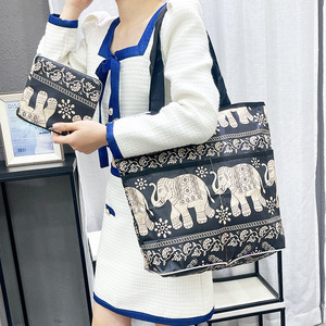 Portable <b>Foldable</b> Shopping <b>Bag</b> Cartoon Print Oxford Cloth Large Capacity Supermarket Shoulder Handbag - Product Image 2