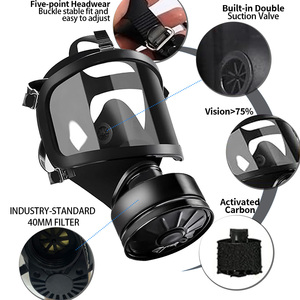 <span class=keywords><strong>Masque</strong></span> de protection facial intégral anti-buée à large champ de vision, réutilisable, en caoutchouc, à 3 couches, avec valve d'expiration et filtre respiratoire de type <span class=keywords><strong>masque</strong></span> à gaz de 40 mm - Product Image 6