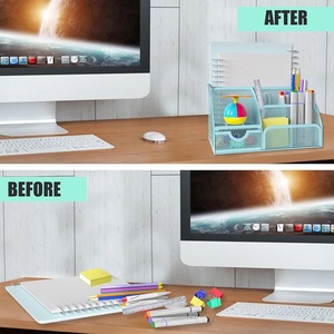 Đồ Dùng Văn Phòng 6 Ngăn Dụng Cụ Sắp Xếp Bàn Màu Xanh Đen Dụng Cụ Sắp Xếp Bàn Bằng Lưới Kim Loại Có Ngăn Kéo Mỏng - Product Image 6