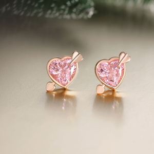 Dylam Tiny Charm <b>Fine</b> Jewelry S925 Silver Rose Gold Plated Christmas Festival Gift Heart Love Shape 5A Zirconia <b>Stud</b> <b>Earrings</b> - Product Image 5