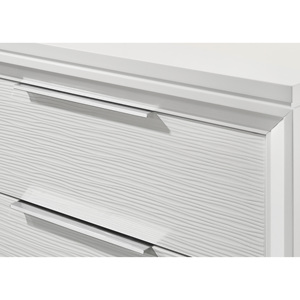 White Textured Finish 2-<b>Drawer</b> Nightstand Wooden Bedroom <b>Storage</b> Furniture - Product Image 4