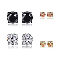 1 Paire de Boucles d'Oreilles Magnétiques en Acier Inoxydable pour Hommes Femmes, Clous Ronds en Zircon, Bijoux d'Oreille sans Perçage
