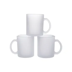 Blanks Transparent Frosted White Glass Mug 11 Oz Glass Mug Sublimation
