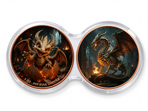 Moneda de Cobre Puro 999 de 1 oz, Paquete de 2 Cápsulas Infinity, Dragón Joven Eclosionando, Colorido, Alto Relieve, Edición de Coleccionista 3D - Product Image 5