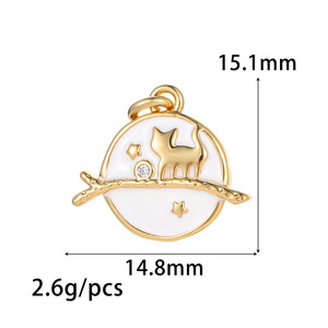 Colgante Espacial Planetario HD270 con Esmalte, Latón con Baño <span class=keywords><strong>de</strong></span> Oro PVD <span class=keywords><strong>de</strong></span> 14K, Amuleto con Símbolo Musical <span class=keywords><strong>de</strong></span> Gato, Ideal para la Creación <span class=keywords><strong>de</strong></span> Joyería y Collares DIY - Product Image 5