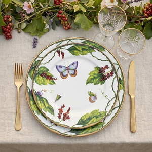 Juego de Vajilla de Porcelana China con Diseño Floral de Mariposas Vintage, Plato de Cerámica con Hojas Verdes de Jardín, Taza de Café de Porcelana, Tazón para <span class=keywords><strong>Hotel</strong></span> - Product Image 1