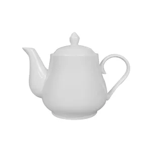 European Elegant Wedding Bone China Coffee Pot White Teapot Turkish Arabic Coffee Set Ceramic Tea Pot with Gold Rim