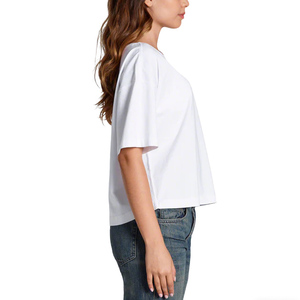 Camiseta de Alta Calidad con <span class=keywords><strong>Cuello</strong></span> Redondo, 100% Algodón, Impresión Personalizada, Manga Corta, Blanca, Holgada, para <span class=keywords><strong>Mujer</strong></span> - Product Image 4