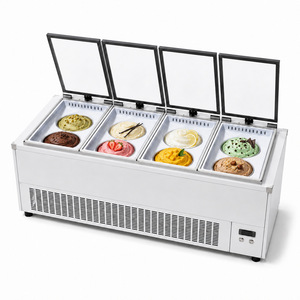 Mini-réfrigérateur Pozzetti de style italien avec congélateur, congélateur à crème glacée commercial coulissant et portable - Product Image 1