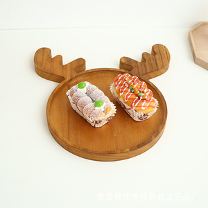 Bandeja de madera de Paulownia con forma de árbol de Navidad, sombrero de Papá Noel y reno, color natural, vajilla para el hogar, para fiestas de té y postres - Product Image 3