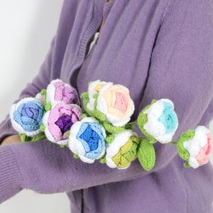 Bouquet <span class=keywords><strong>de</strong></span> roses artificielles tricotées à la main, fleurs en fil finies pour la décoration <span class=keywords><strong>de</strong></span> mariage, <span class=keywords><strong>de</strong></span> fête, <span class=keywords><strong>de</strong></span> maison ou comme cadeau - Product Image 1