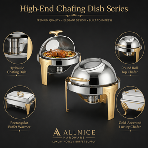 Chauffe-Plat Rond Allnice Factory en Acier Inoxydable avec Couvercle Roulant, Bain-Marie Professionnel pour Buffet et Restauration Hôtelière avec Fenêtre en <span class=keywords><strong>Verre</strong></span> - Product Image 6