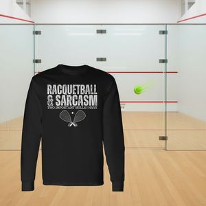 Camiseta de manga larga Racquetball And Sarcasm, cuello redondo unisex, deportes y juegos para adultos, serigrafía - Product Image 2