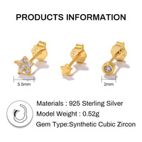 3-teiliges Set 925 Sterlingsilber-Ohrringe-Set Schneeflocke Blumen Türkis Zirkone Piercing Damen Stecker Ohrringe Schmuck