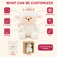 Peluche Mouton Chef Kawaii avec Chapeau de Cuisinier, Jouet Doux en Peluche, Cadeau Animal en Peluche