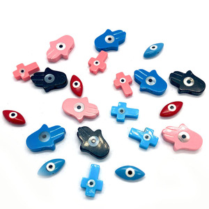 Perles en vrac en forme d'œil de turc, de <span class=keywords><strong>croix</strong></span> et d'œil de cheval, multicolores, à motif naturel, pour la fabrication de bijoux - Product Image 1