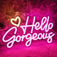 Panneau lumineux LED en forme de cœur « Hello Gorgeous » pour chambre de fille, décoration murale, bar, salon de beauté, dortoir, fête, décoration romantique