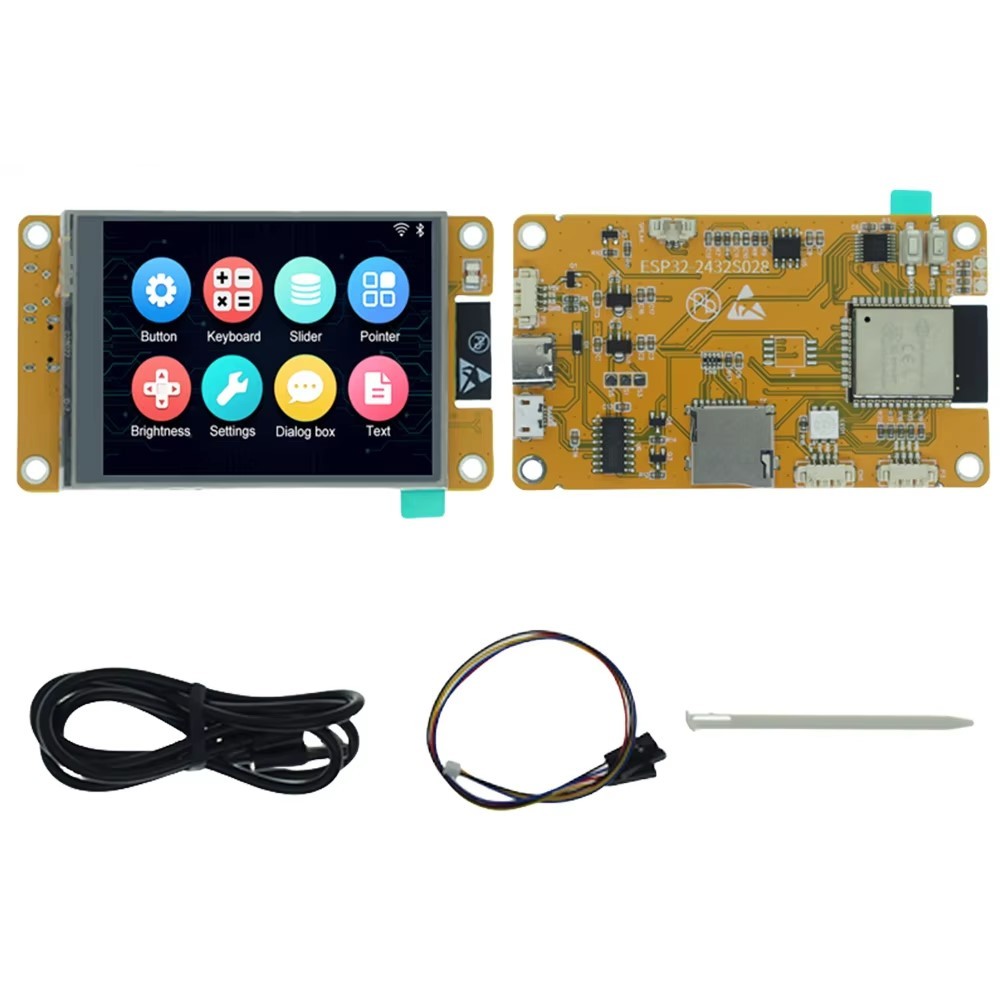 Produktbild von ESP32-2432S028 Entwicklungsboard Mit 2,8" TFT Touch, 320x240, Dual-Core 240 MHz, WiFi – Gelb