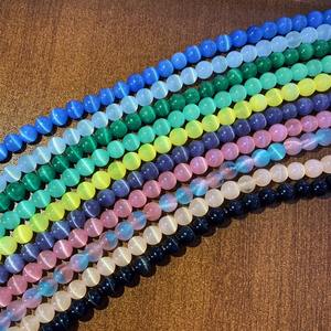 批发刻面猫眼间隔珠黑白粉色Blue-4mm 12毫米DIY石英石饰品水晶灯玻璃珠 - Product Image 2