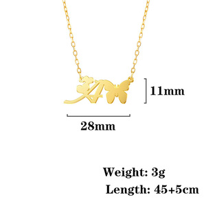 Nuevo Collar de Moda Unisex con Colgante de Ala de Mariposa y Cadena de Eslabones de Acero Inoxidable, con 26 <span class=keywords><strong>Letras</strong></span> Huecas - Product Image 5