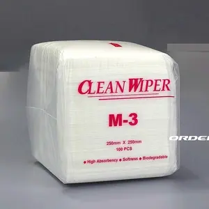25cm * 25cm Bemcot गैर बुना कपड़े विस्कोस पॉलिएस्टर M3 Cleanroom वाइपर सफाई कागज