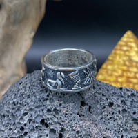 Bague en argent 925 avec dieux égyptiens Horus et Anubis en relief, style rétro, pour homme, à porter sur l'index, bijoux cadeaux