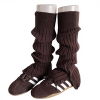 Chaussettes molletonnées grises printemps automne hiver, leggings chauds blanc laiteux JK, genouillères noires en tricot fendues pour femme, usage quotidien en acrylique