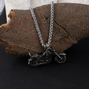 <b>Titanium</b> Steel Motorcycle Pendant Necklace Men's Retro Style <b>Chain</b> SP1035 Gift Jewelry - Product Image 3