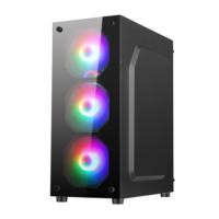 Boîtier d'ordinateur à la mode, PC de jeu avec éclairage RVB, haute qualité, tour moyenne complète, PC de jeu de bureau, verre trempé, stock ATX