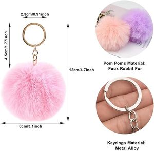 Portachiavi Morbidi e Soffici con Pompon, Set da 8 Pezzi, Palline in Finta Pelliccia, Accessori per Borse da <span class=keywords><strong>Donna</strong></span>, <span class=keywords><strong>Collezione</strong></span> di Portachiavi Multi-Design - Product Image 4