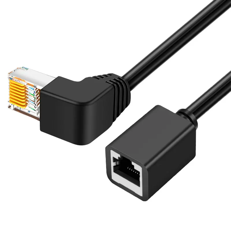 CableCreation cavo di prolunga Cat6 nero da 0.5M con angolo verso il basso FTP Cat6 RJ45 cavo Ethernet Patch Cable