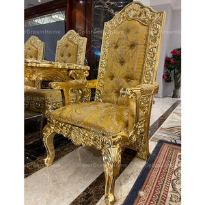 Tùy Chỉnh Hoàng Gia Đồ Nội Thất Tay Khắc Ghế Ăn Với Cánh Tay <span class=keywords><strong>Victoria</strong></span> Sang Trọng Vàng Ghế Cho Phòng Ăn - Product Image 1