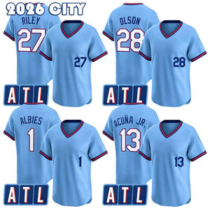 Maillot de baseball 2026 brodé avec les noms de Ronald Acuna Jr, Ozzie Albies, Matt Olson, Austin Riley, Chipper Jones, livraison rapide - Product Image 1
