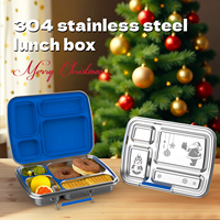 Aohea Spitzenklasse-Isolierbox aus Edelstahl 304 mit 4 Fächern und Suppenbecher für Kinder – Ideal für die Schule und Mittagessen