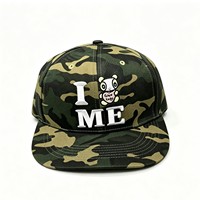 Casquette Snapback Personnalisée avec Votre Photo, Motif Camouflage Léopard, Visière Plate, Broderie 3D en Relief de Personnage Ours Cartoon